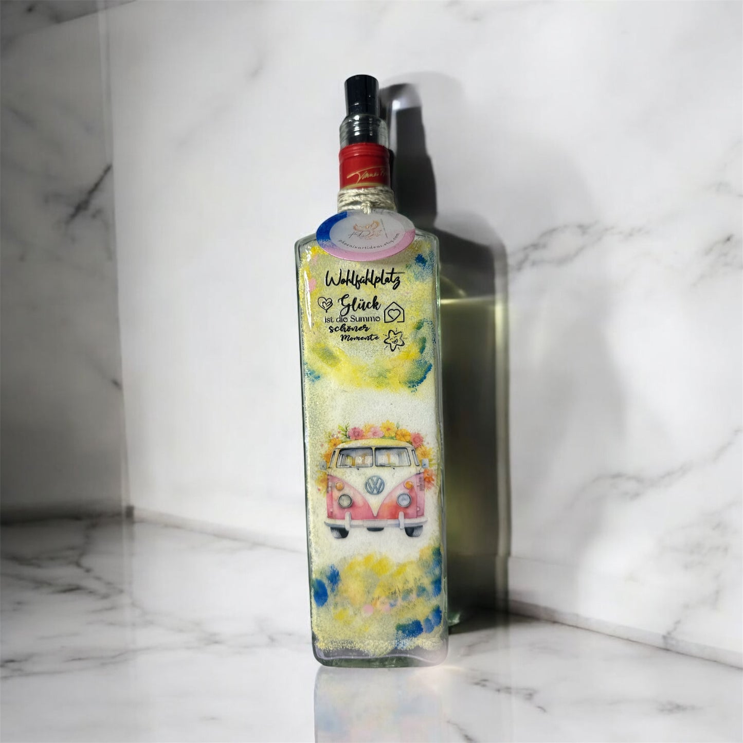 Upcycling-Flaschen Lampe, LED, personalisiert