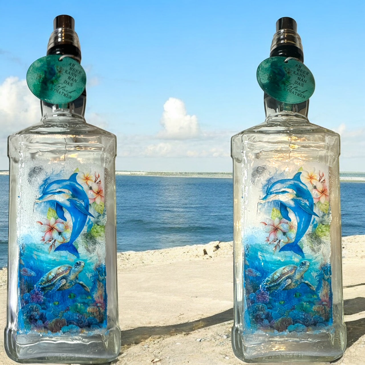 Upcycling-Flaschen Lampe, LED, personalisiert