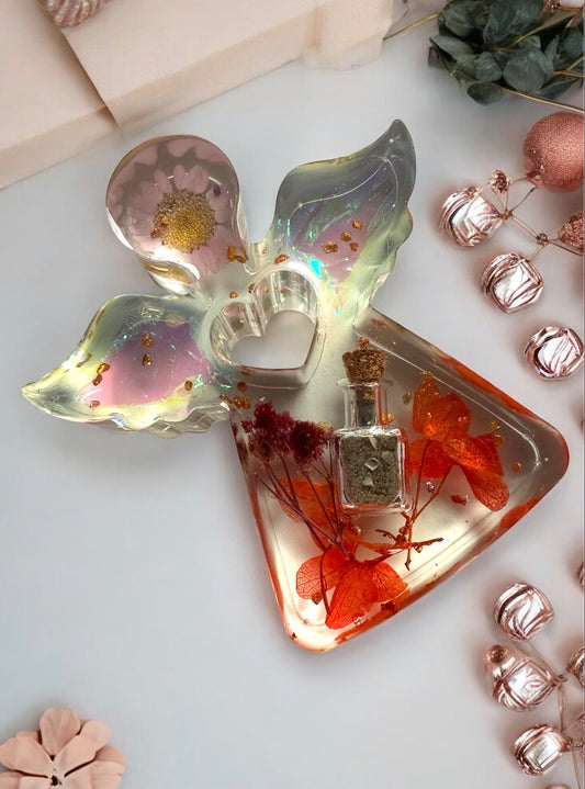 Erinnerungs-Engel aus Epoxidharz – Mit persönlicher Phiole für Asche oder Locken