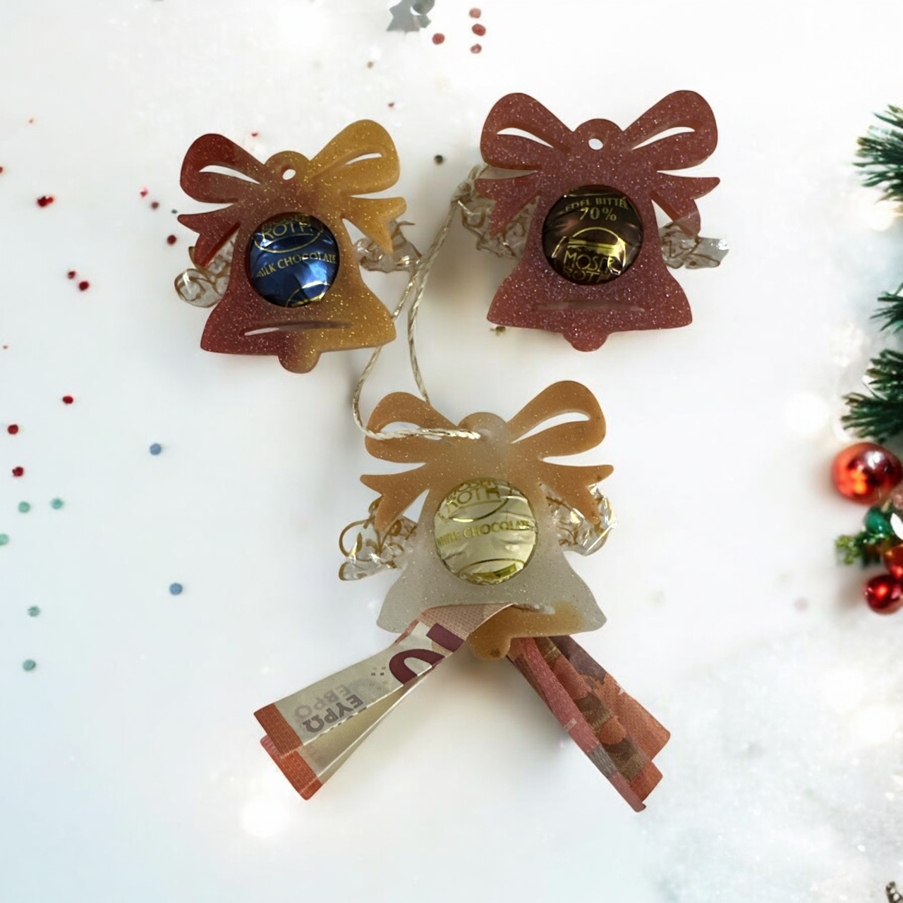 🎁 Weihnachtliche Serviettenringe & Geschenkset aus Epoxidharz – Mit süßer Überraschung ✨