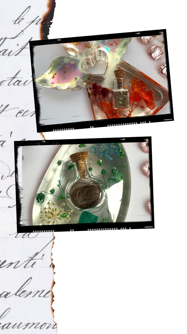 Handschmeichler, Vergissmeinnicht-Harz-Kunst: Handschmeichler mit Herz und Seele