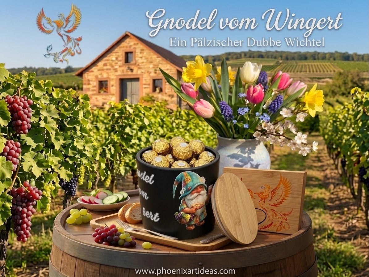 Gnodel vom Wingert, Pfälzer Dubbe Wichtel - Vorratsdose für süße Schätze