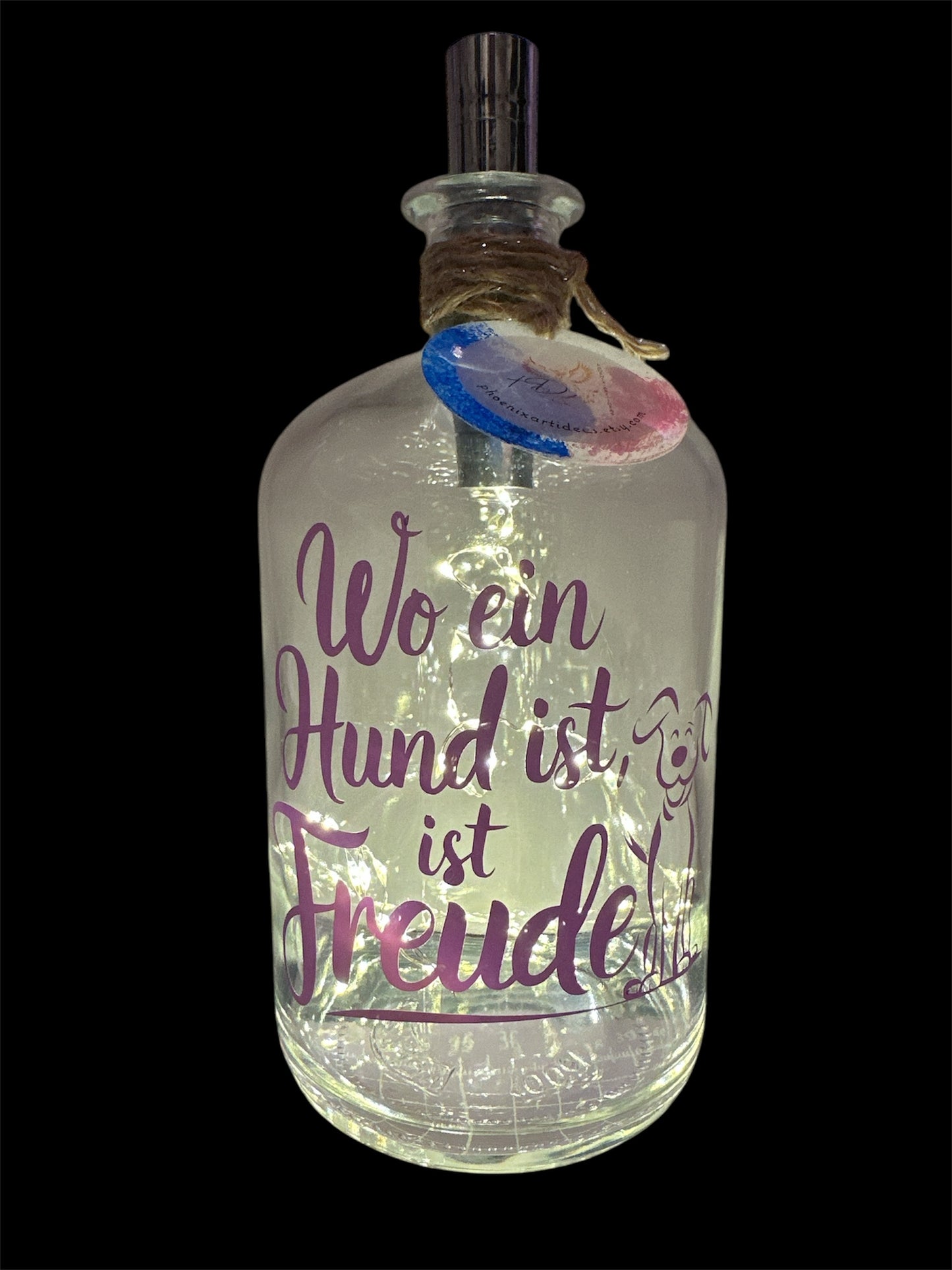 Upcycling-Flaschen Lampe, LED, personalisiert