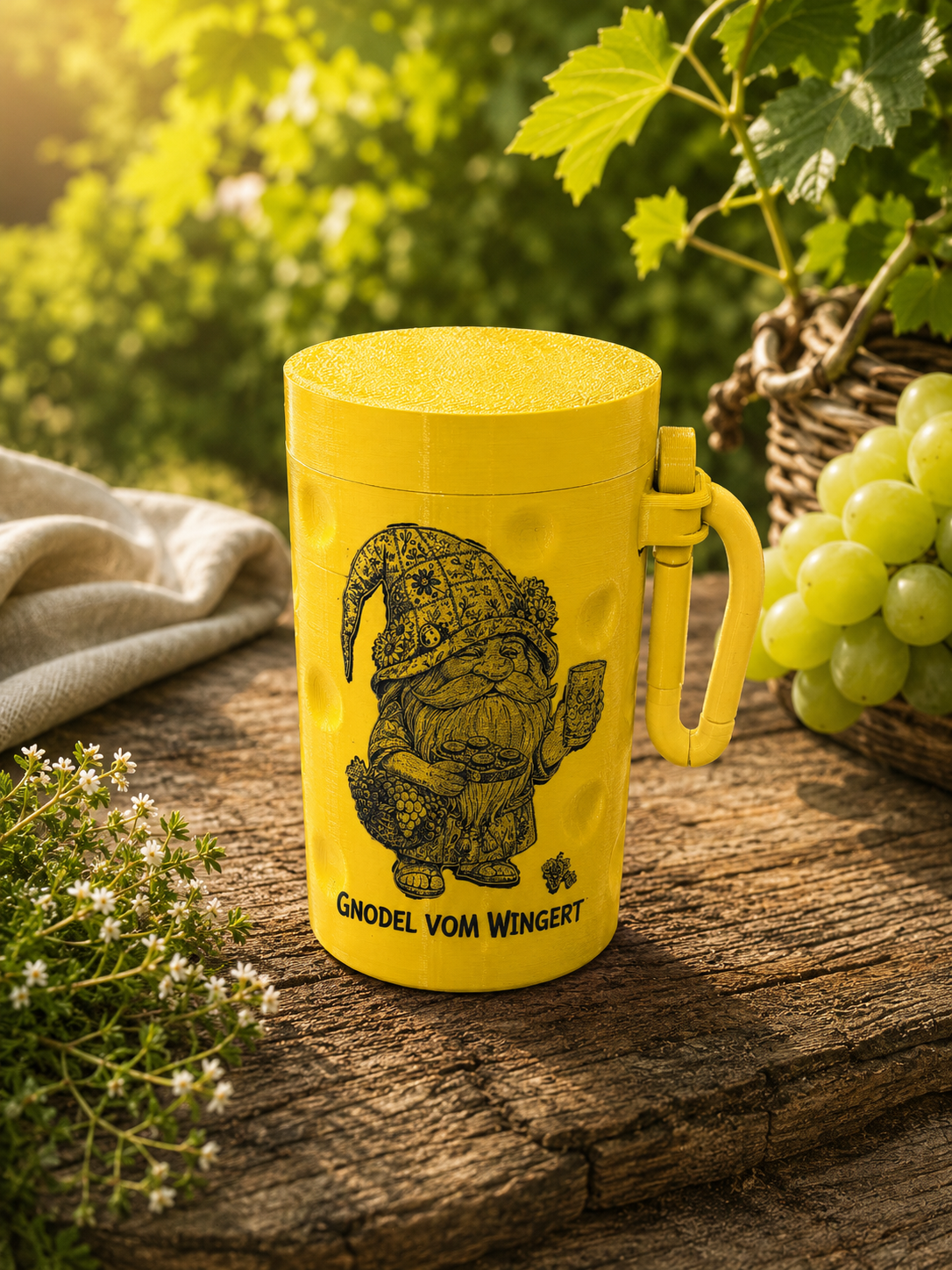 Gelber Gnodel vom Wingert Kotbeutelhalter im Weinberg