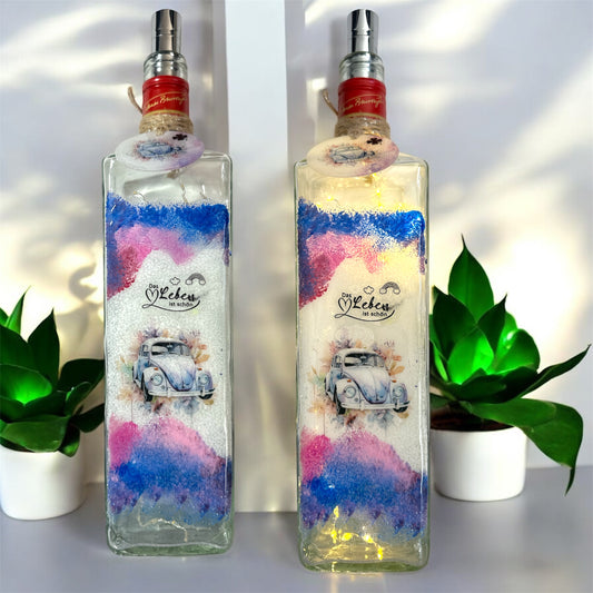 Upcycling-Flaschen Lampe, LED, personalisiert