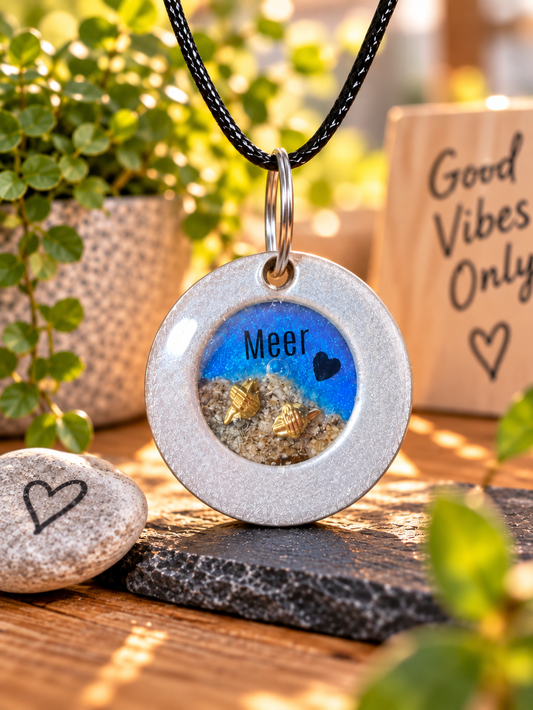 Meer-Anhänger maritim – Lovely Washer Schmuck mit Muscheln und Sand
